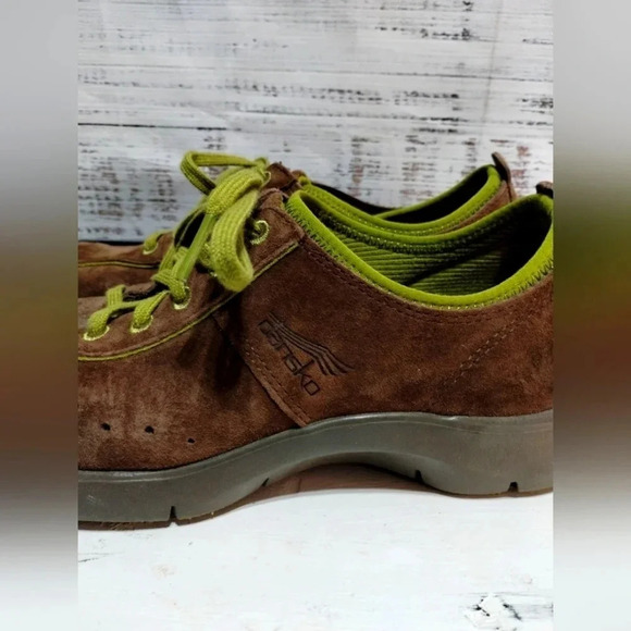 Dansko‎ Elise Suede Sneaker in Brown Lime Green size 6.5-7/37 Comfort Hiking - Picture 4 of 7